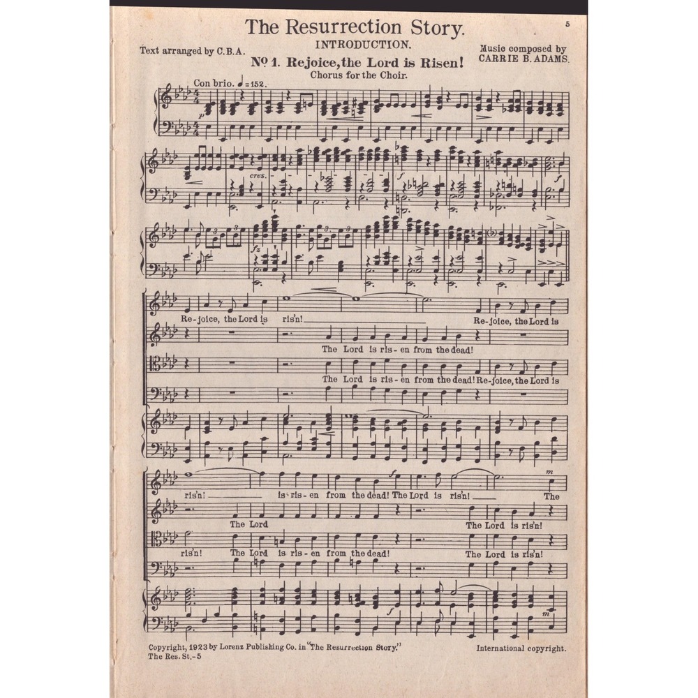 1923 The Resurrection Story An Easter Cantata Carrie B Adams Sheet Music Booklet - Picture 3 of 3